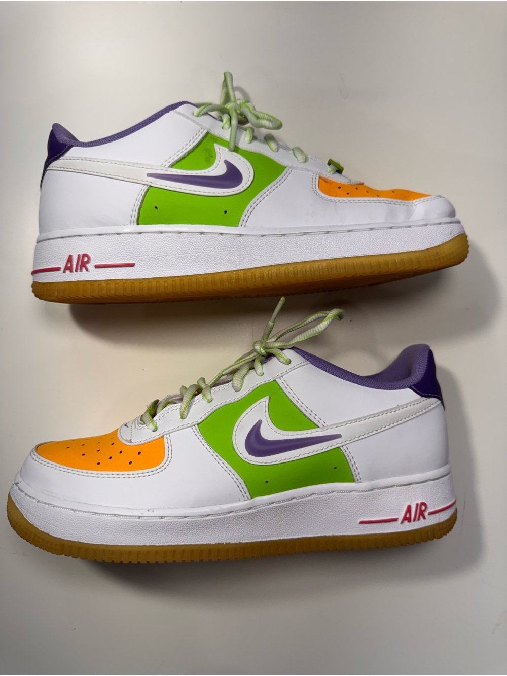 Nike Air Force 1 LV8 GS Multicolor White Purple Green Orange Sneakers Size 6.5Y